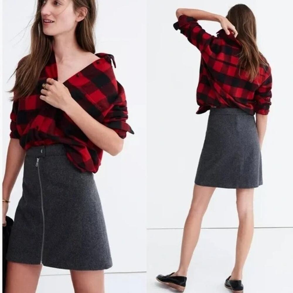 Madewell Women's‎ Skirt Gray Wool Size 6 Studio Zip Academia Collegiate Clueless